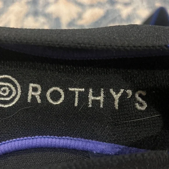 Rothy's Black Slip-On Flats with Blue Trim size 8 1/2 - Picture 2 of 12